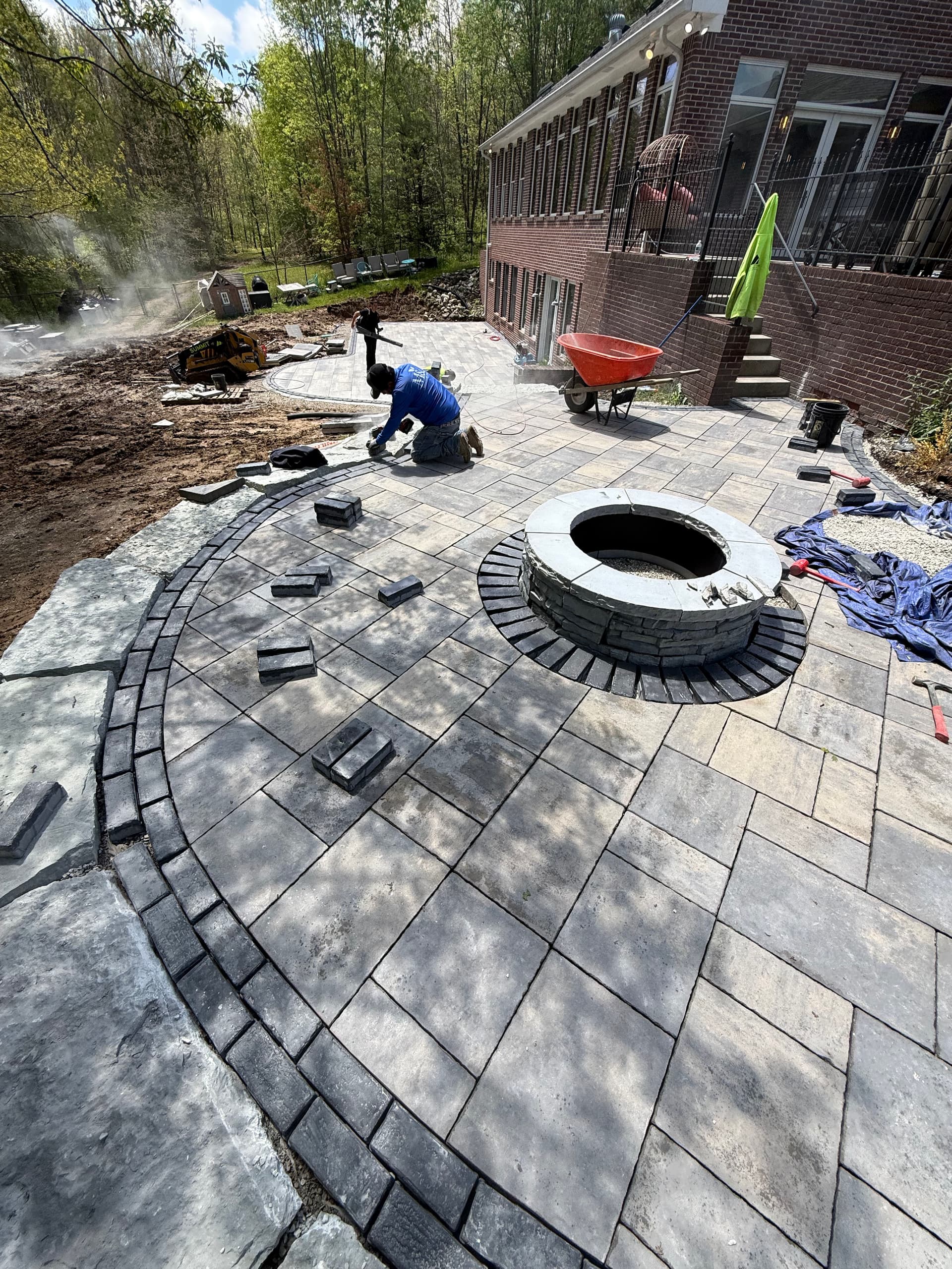 Paver Patio and Fire Pit Build Coming Together Nicely image